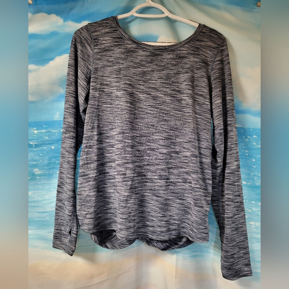 ZYIA Active Heather Blue Long Sleeve Open Back Activewear Top Women's XL